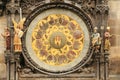 Detail of the historical medieval astronomical Clock in Prague on Old Town Hall , Czech Republic Royalty Free Stock Photo