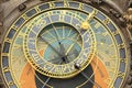 Detail of the historical medieval astronomical Clock in Prague on Old Town Hall , Czech Republic Royalty Free Stock Photo