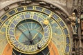 Detail of the historical medieval astronomical Clock in Prague on Old Town Hall , Czech Republic Royalty Free Stock Photo