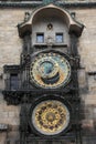 Detail of the historical medieval astronomical Clock in Prague on Old Town Hall Royalty Free Stock Photo