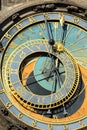 Detail of the historical medieval astronomical Clock in Prague on Old Town Hall , Czech Republic Royalty Free Stock Photo