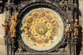 Detail of the historical medieval astronomical Clock in Prague on Old Town Hall , Czech Republic Royalty Free Stock Photo