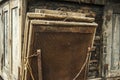 Detail of a historical sheep carriage with different sieves