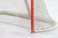 detail of a hockey goal on the ice
