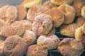 Detail of homemade pastry made with flour, sugar and lemon, freshly baked