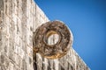 Detail of hoop at ball game court juego de pelota at Chichen Itza, Mexico Royalty Free Stock Photo