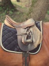 Detail of a horse saddle Royalty Free Stock Photo