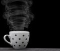 Hot coffee with smoke shape of heart, black and white Royalty Free Stock Photo