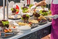 Detail of hotel open buffet breakfast selection