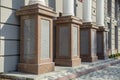 Detail of a house facade. Granite columns as decorative elements of the building Royalty Free Stock Photo