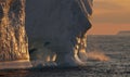 detail of an iceberg in the sea in the sunset, Ilulissat Icefjord, Illulissat, Greenland Royalty Free Stock Photo