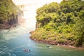 Detail of Iguazu Fall from waterfall mirador of Isla San Martin Royalty Free Stock Photo