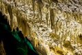 Detail of illuminated cave ceiling with a lot of amazing natural decorations, Homolje mountains Royalty Free Stock Photo