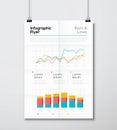 Detail infographic business flyer with line and bar graph vector