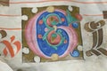 Detail with initial letter from illuminated antiphonary manuscrip Royalty Free Stock Photo