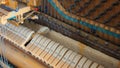 Detail of the inner workings of an antique piano Royalty Free Stock Photo