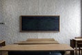 Detail Interior classroom with blackboard on the wall.