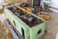 Detail of the interior mechanisms of an abandoned fuel pump at a gas station in Maryhill Royalty Free Stock Photo