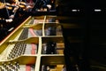 Detail of the interior of a piano with the soundboard, strings and pins Royalty Free Stock Photo