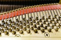 Detail of the interior of a piano with the soundboard, strings and pins Royalty Free Stock Photo