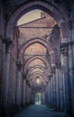 Detail of the interior of San Galgano Abbey, Tuscany Royalty Free Stock Photo