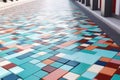 detail of interlocking tiles creating a geometric street design