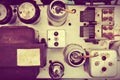 Detail of the internal mechanisms of an old radio Royalty Free Stock Photo