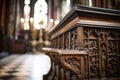 detail of an intricately carved lectern in a cathedral Royalty Free Stock Photo