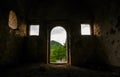 Detail of Kayakoy Chapel from inside in historcial Lycian village of Kayakoy, Fethiye, Mugla, Turkey. Ghost Town KayakÃÂ¶y.