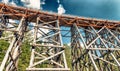 Detail of Kinsol Trestle wooden railroad bridge in Vancouver Island, BC Canada Royalty Free Stock Photo