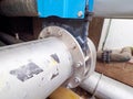 Detail of Knife gate valve flanges with control by servo drived engine