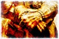 Detail knight armor. Gloves of a knight. Computer painting effect. Royalty Free Stock Photo