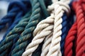 detail of knots on a sailboats rigging at a show