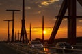 Lagymanyosi or Rakoczi bridge at sunrise in Budapest, Hungary