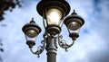 Detail lamppost energy cloud lantern street lamp light lamp-post old background tall historical town steel hanging bulb urban Royalty Free Stock Photo