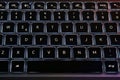 Detail of laptop backlit keyboard