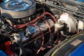 Large carbureted v8 big block engine of the American Dodge Polara Royalty Free Stock Photo