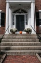Large US colonial style house entrance seen in New England.