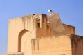 Detail of largest sundial with a person, Jantar Mantar in Jaipur