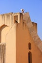 Detail of largest sundial with a person, Jantar Mantar in Jaipur