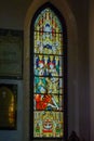 Detail of late Victorian stained glass in the apse of St Stephen`s church,opened in 1831 and is one of the oldest churches in Oot