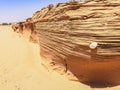 Detail of layers of sand wall in Morocco