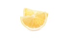 Detail of lemon. Fresh lemon slices on white background Royalty Free Stock Photo