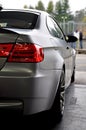 Detail of the light of a luxury sports car during an exhibition on the circuit in Brno Royalty Free Stock Photo