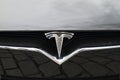 Tesla car Model S - detail of logo