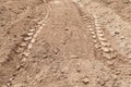 Lots tire track on dirty soil ground for abstract background