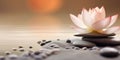 Detail of lotus flower on a blurred background, Concept of mindfulness, AI generated