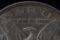 Detail Macro Shot of Liberty Morgan Dollar Reverse In God We Trust Liberty Black Royalty Free Stock Photo