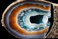 Detail macro slice cross section of a brazilian thunder egg geode agate Royalty Free Stock Photo