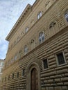 Detail of the main facade of Palazzo Medici Riccardi in Florence, is the current headquarters of the Metropolitan